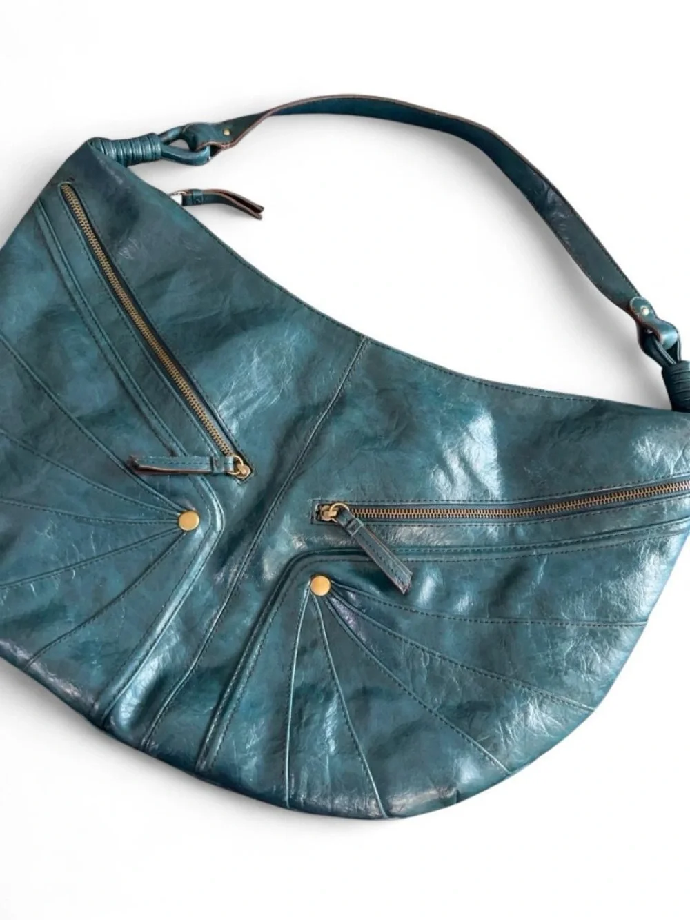 Vintage Y2K Canyon River Teal Faux Leather Hobo Shoulder Bag